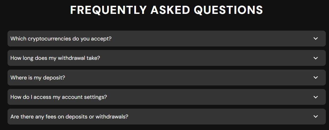 RedNeck Spins Casino FAQ section with frequently asked questions